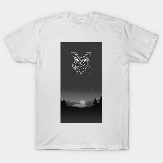 BLACK OWL ABSTRACT STYLE T-Shirt by robiman